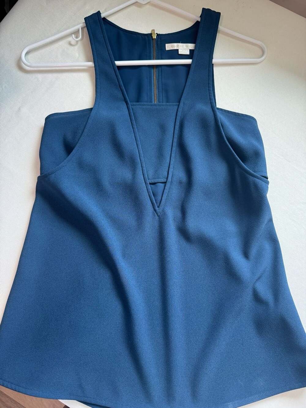 Cut Out Back Tank Top Blue Minimalist Quiet Luxury Y2K Chic XS